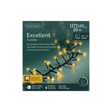Lumineo led excellent twinkle 1272 leds 20 cm zwart warm wit licht