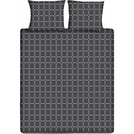 Ten cate katoenen eenpersoons dekbedovertrek 140x200 220 cm graphic antraciet