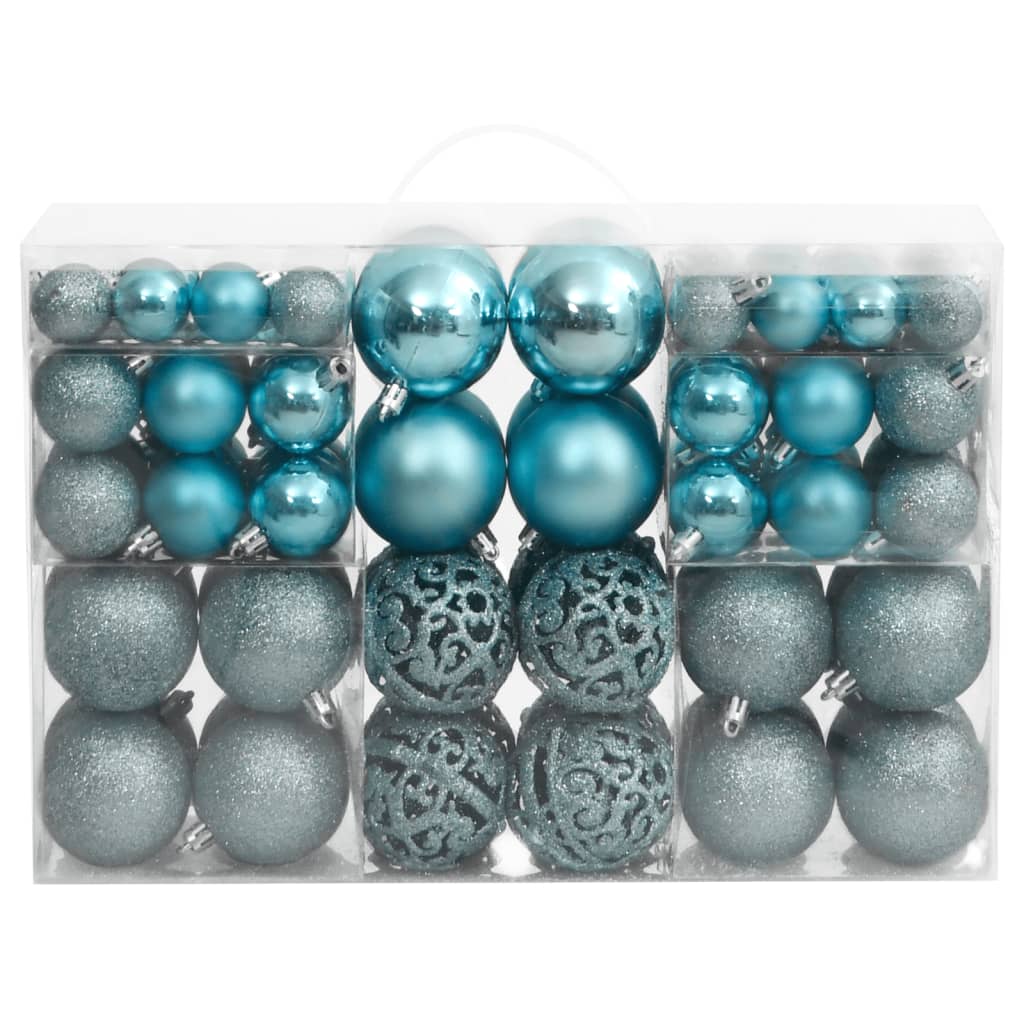 Vidaxl Boules de Noël 100 st 3 4 6 cm turquoise