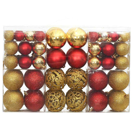 Vidaxl kerstballen 100 st 3 4 6 cm goudkleurig en wijnrood