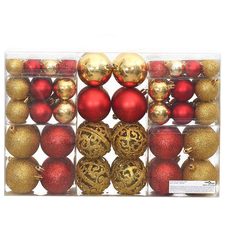 Vidaxl kerstballen 100 st 3 4 6 cm goudkleurig en wijnrood