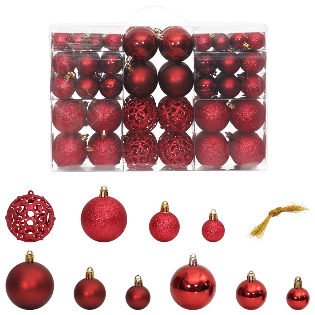 Vidaxl Boules de Noël 100 st 3 4 6 cm de vin rouge