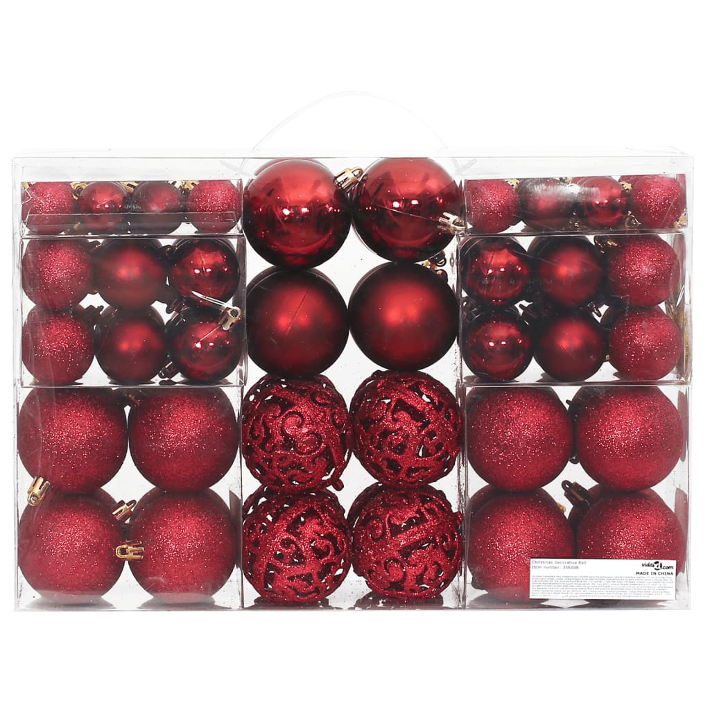 Vidaxl Boules de Noël 100 st 3 4 6 cm de vin rouge