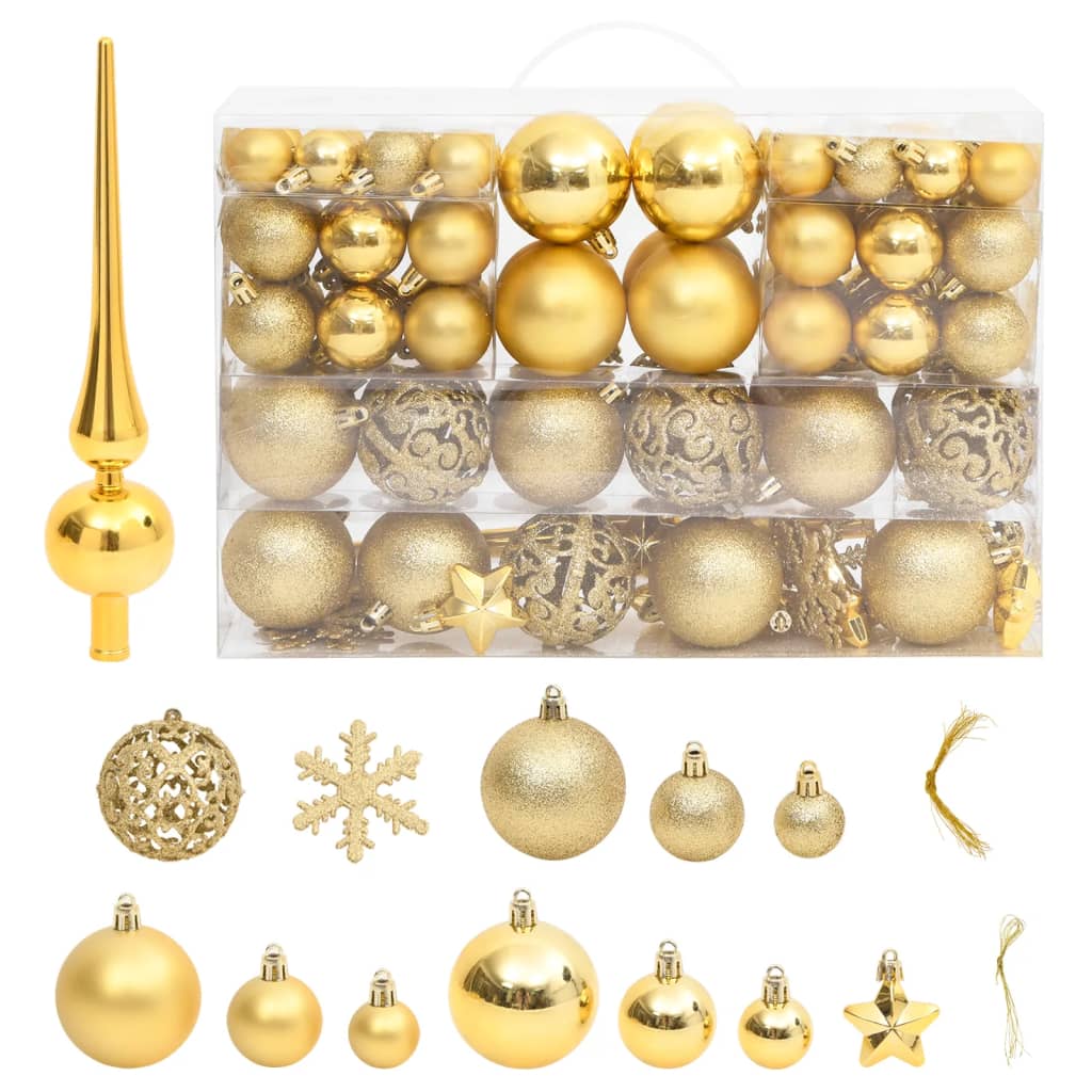 Vidaxl 111-part Christmas ball set polystyrene gold colored