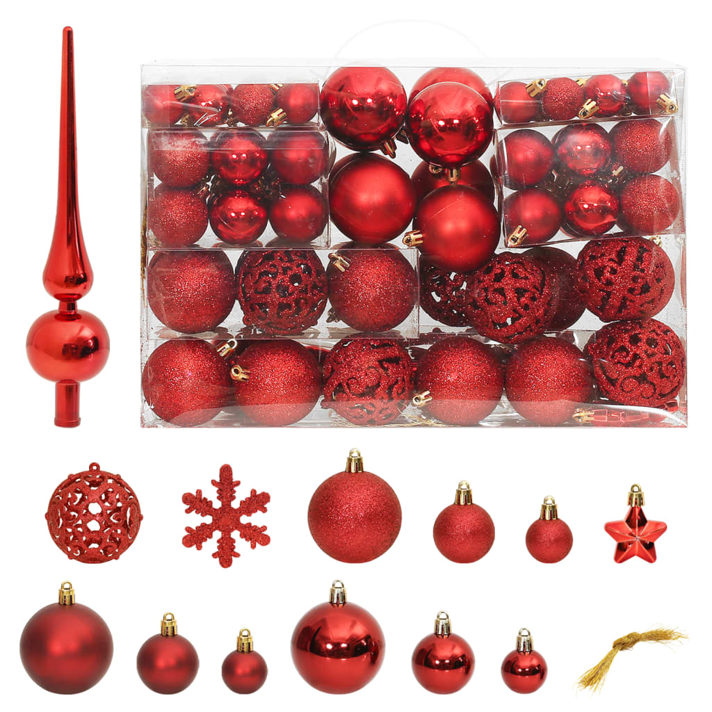 Vidaxl 111 partes Bola de Navidad Set poliestireno rojo