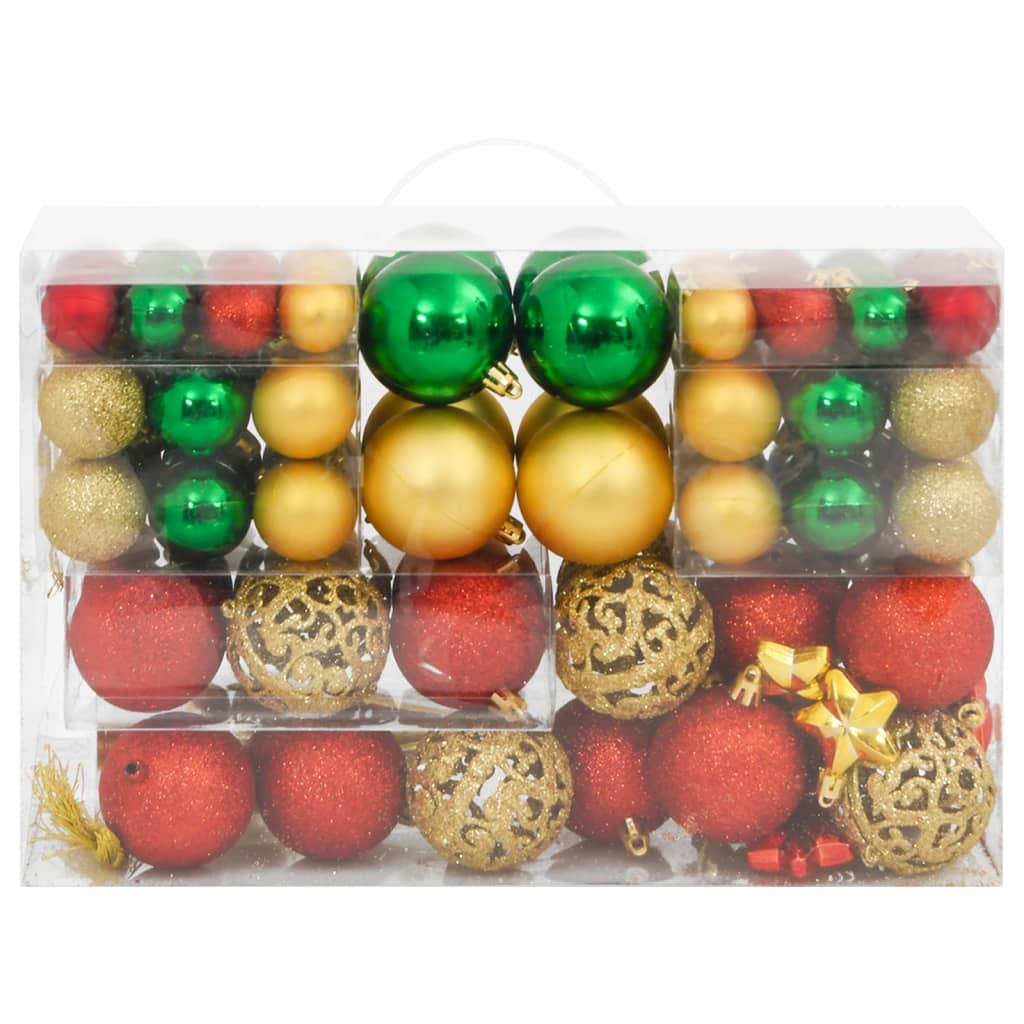 VIDAXL 112-TEIL-Weihnachtsball-Set Polystyrol Rotgrün und goldfarben