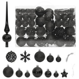 Vidaxl 111-Parts Ball de Noël Set polystyrène noir