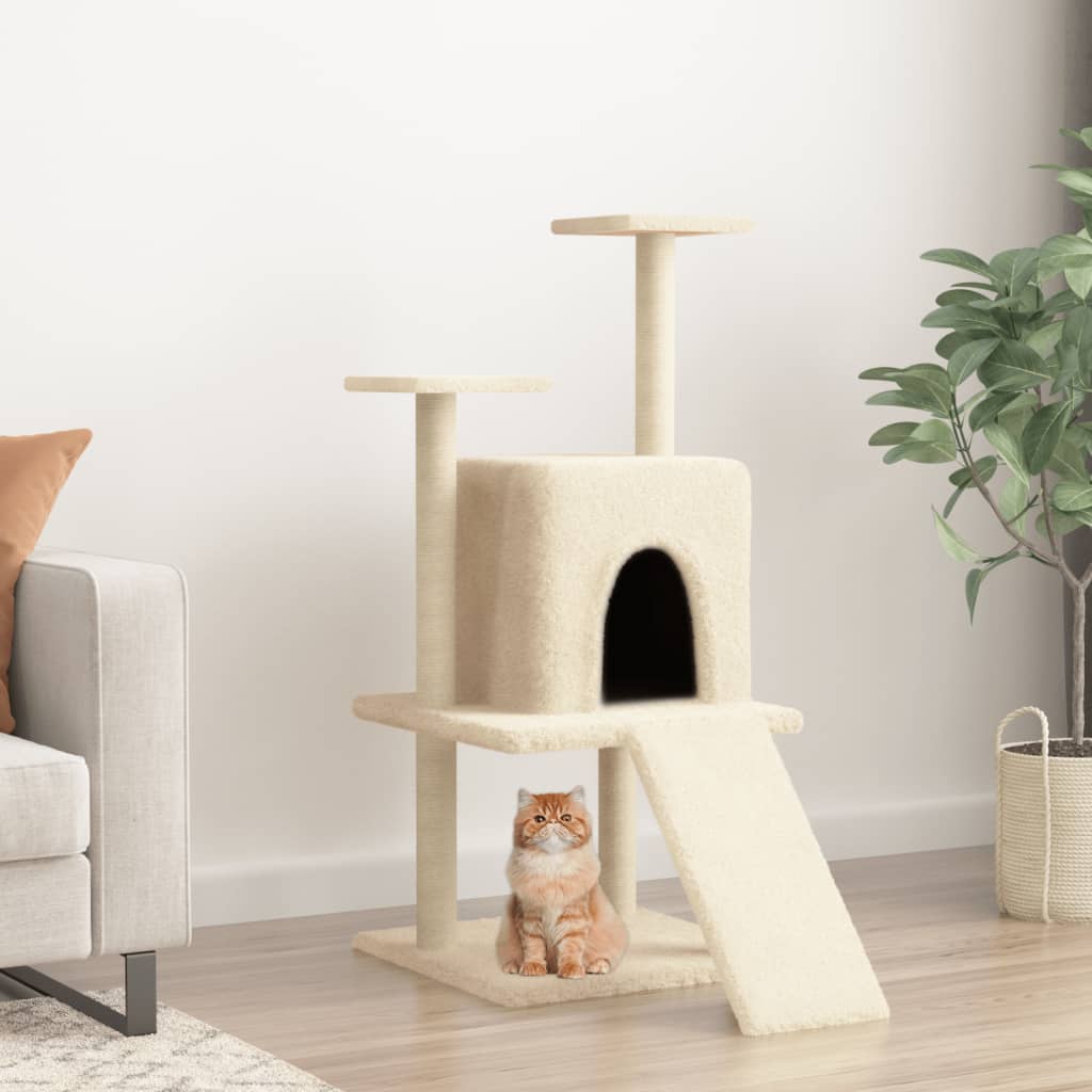 Vidaxl cat furniture with sisal scratching posts 110 cm cream -colored