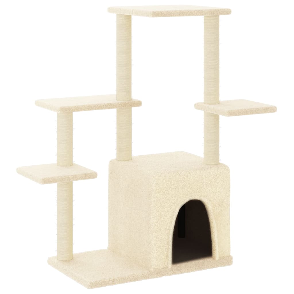 Muebles de gato Vidaxl con postes de rascado de sisal 97.5 cm de crema