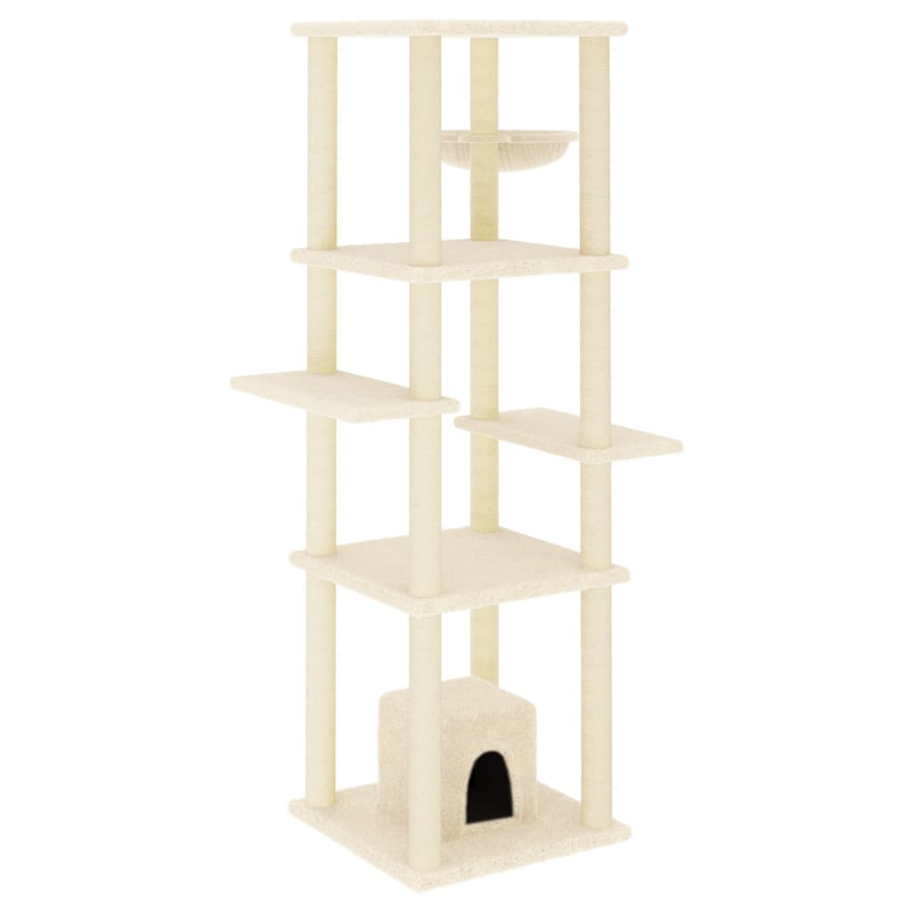 Vidaxl Cat Furniture avec Sisal Scratch Posts 154 cm Crème -Colored