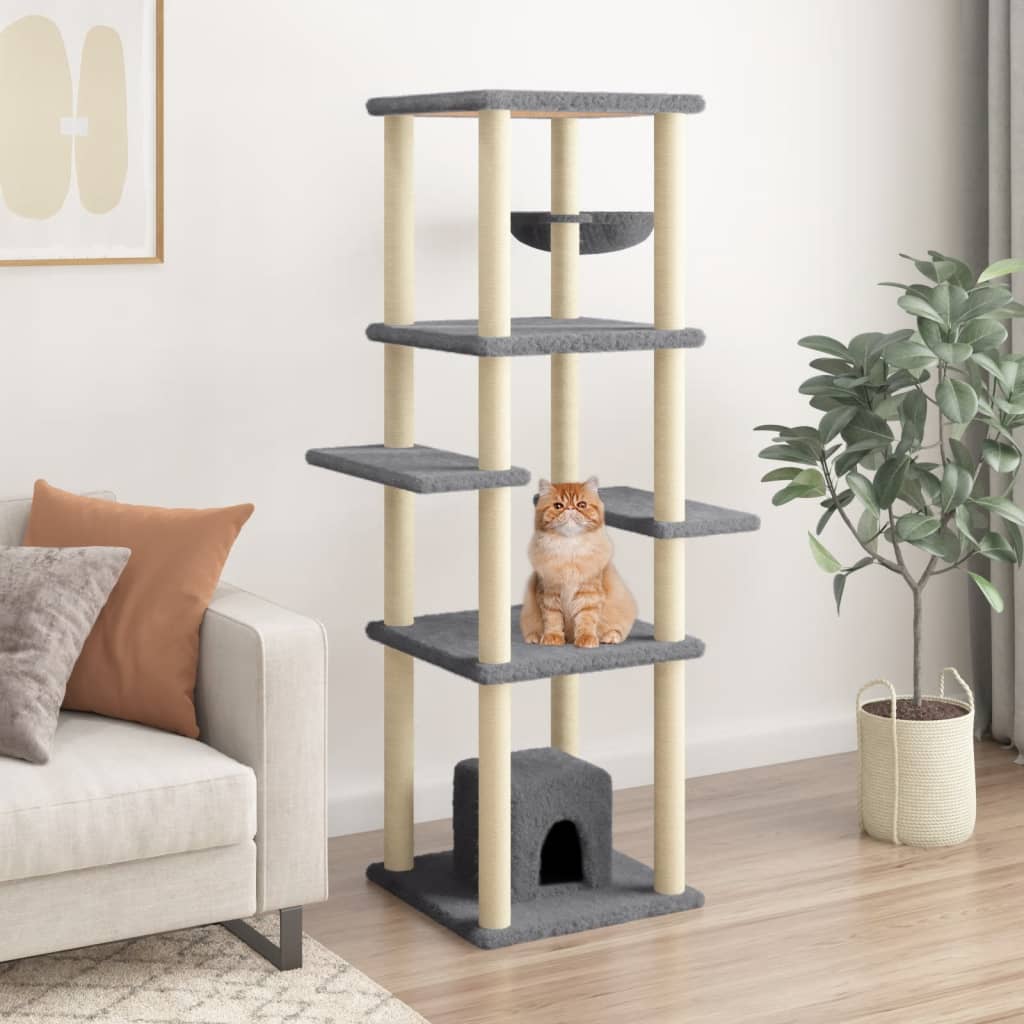 Vidaxl Cat Furniture avec Sisal Scratch Posts 154 cm Gris foncé