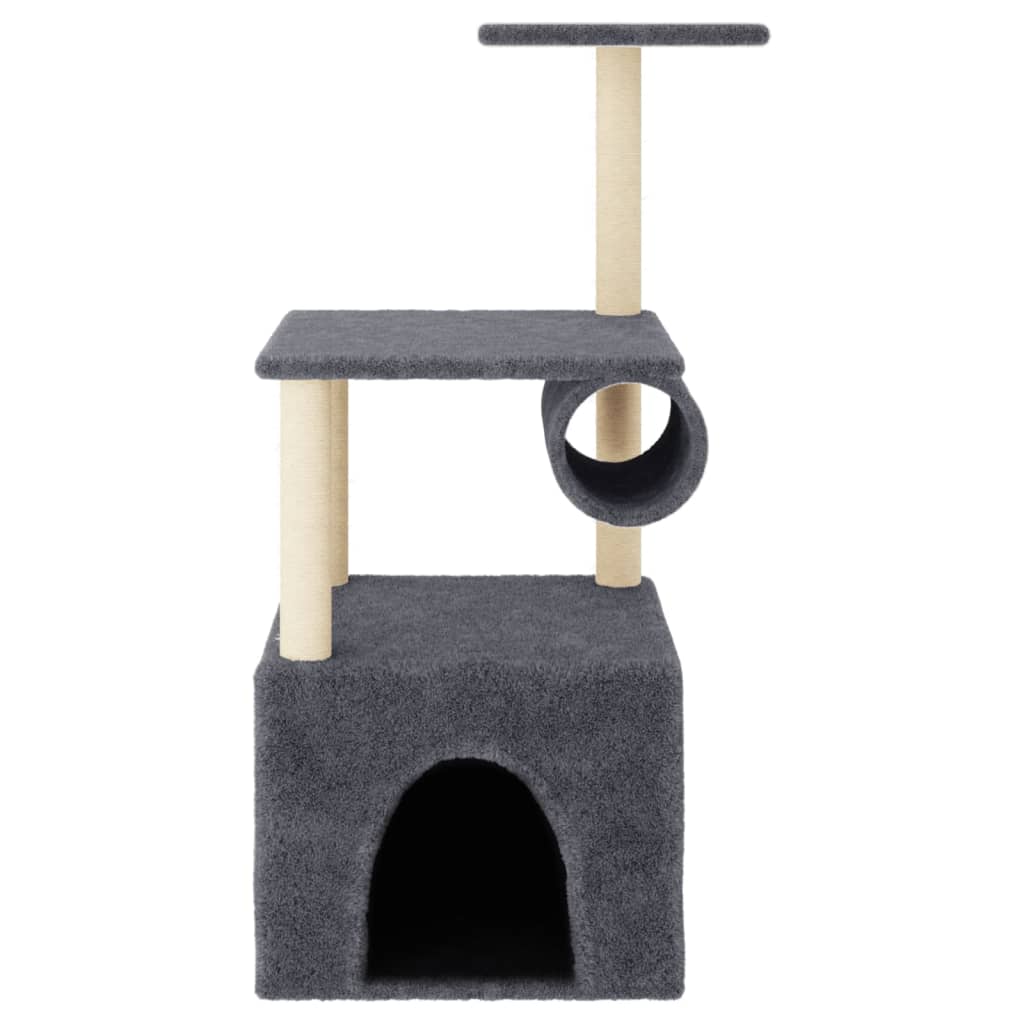 Muebles de gato de Vidaxl con postes de rascado de sisal 109.5 cm de gris oscuro