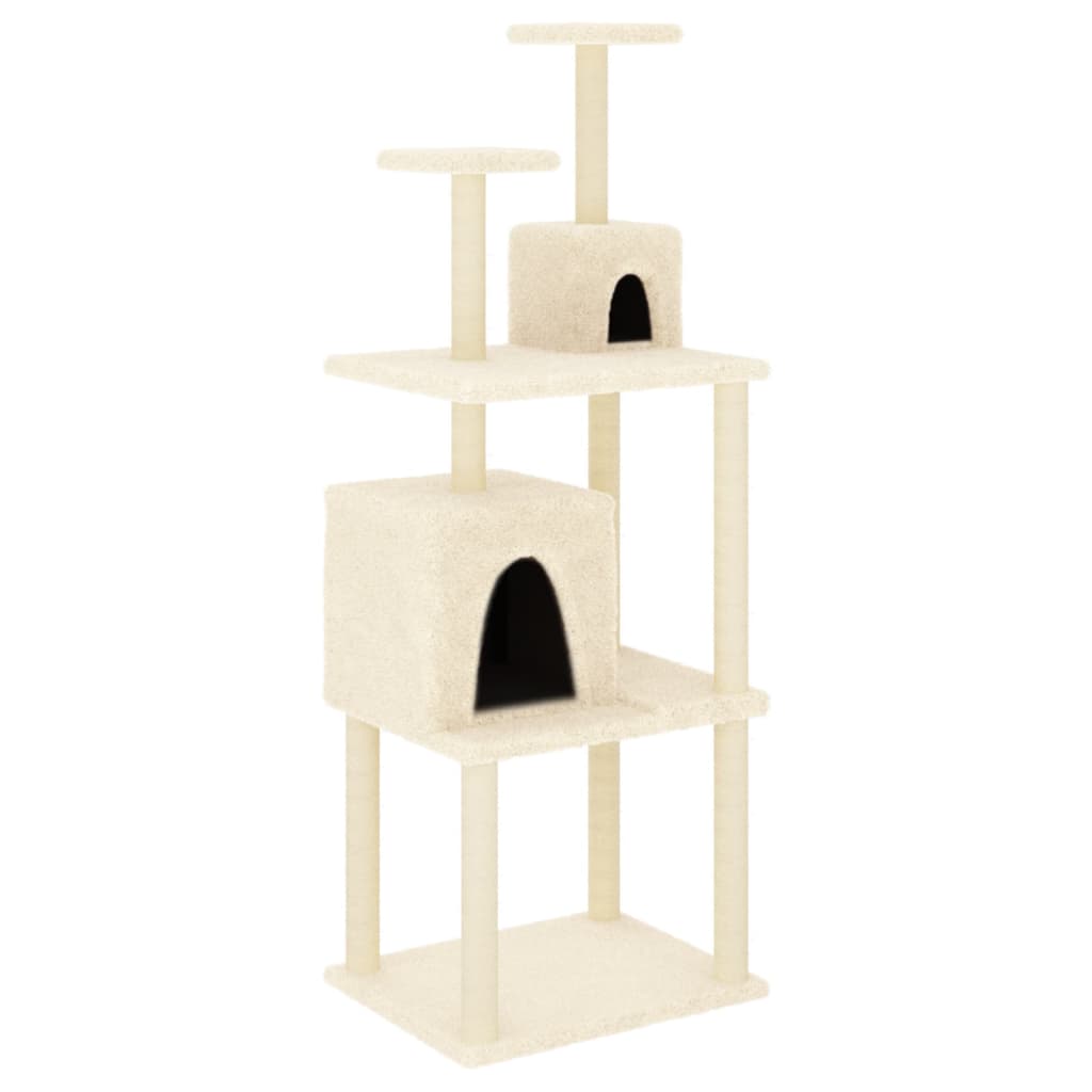 Muebles de gato de Vidaxl con postes de rascado de sisal de 167 cm de crema