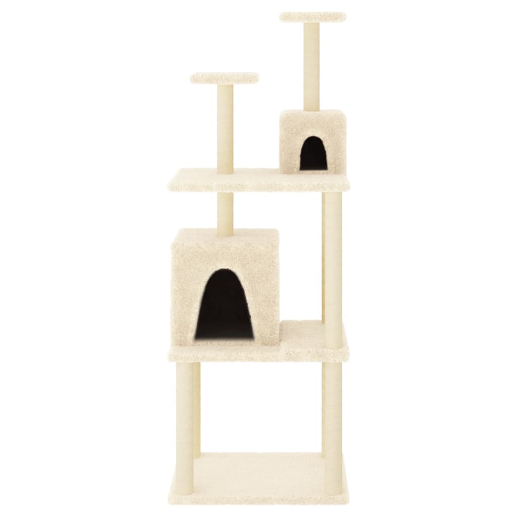 Muebles de gato de Vidaxl con postes de rascado de sisal de 167 cm de crema