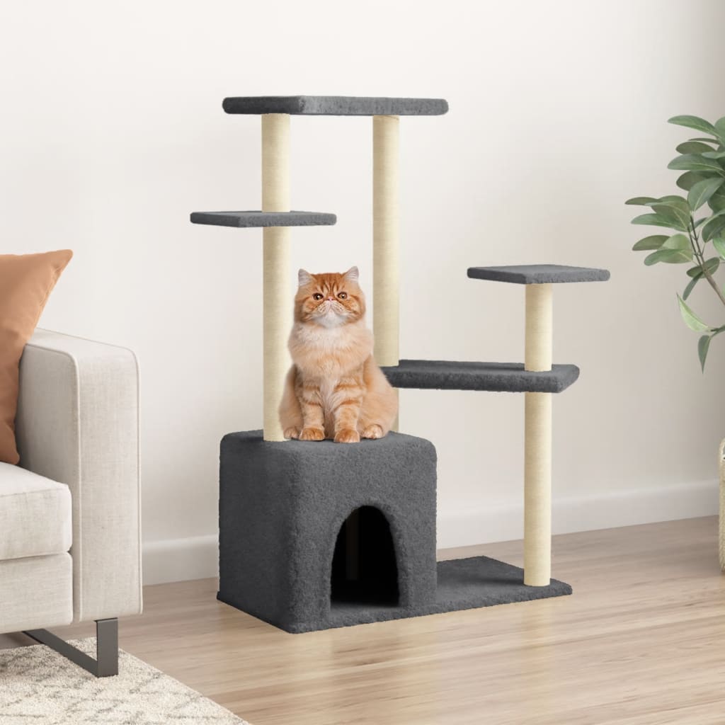 Muebles de gato de Vidaxl con postes de rascado de sisal 107.5 cm de gris oscuro