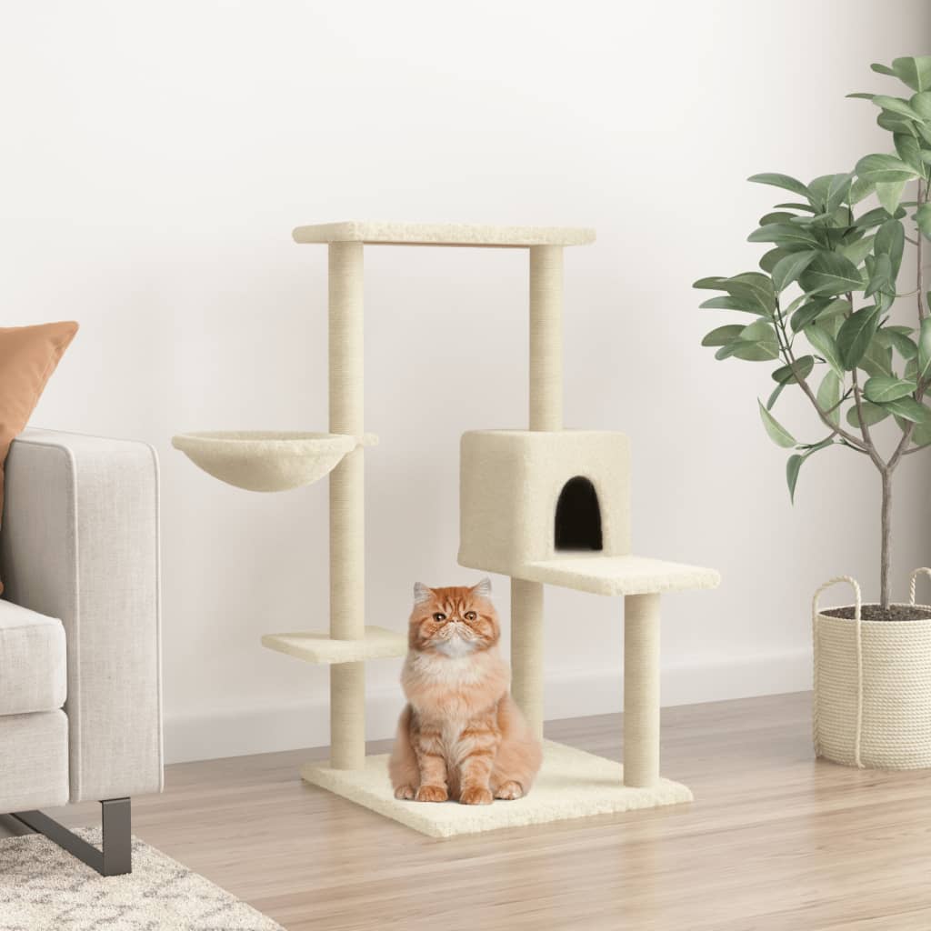 Muebles de gato de Vidaxl con postes de rascado de sisal 95 cm de crema