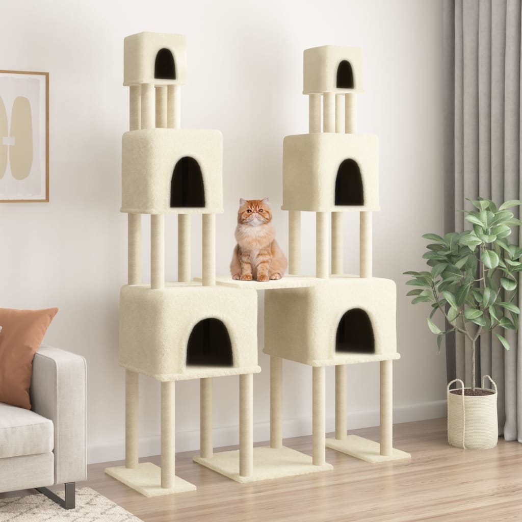 Vidaxl Cat Furniture with Sisal Scratch Posts 199 cm Crème -Colored