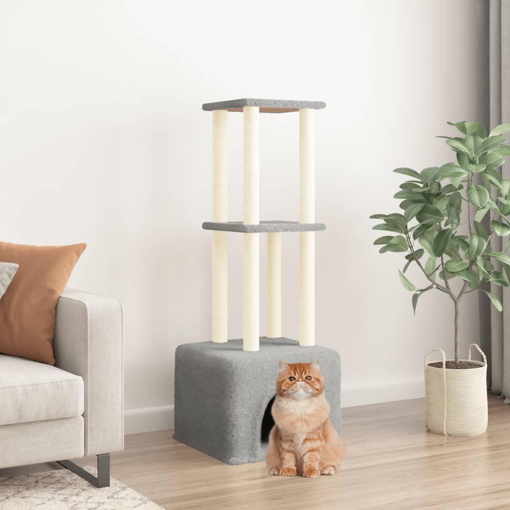 Vidaxl cat furniture with sisal scratching posts 133.5 cm light gray