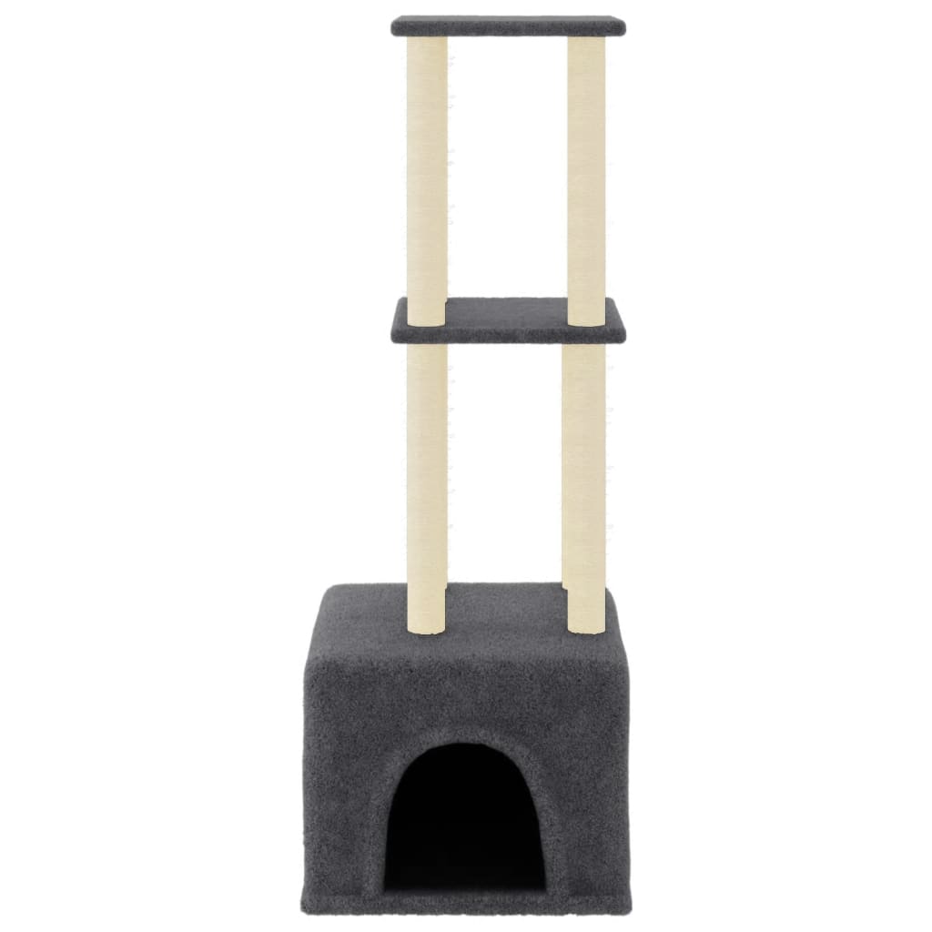 Vidaxl Cat Meubles avec Sisal Scratch Posts 133,5 cm Gris foncé