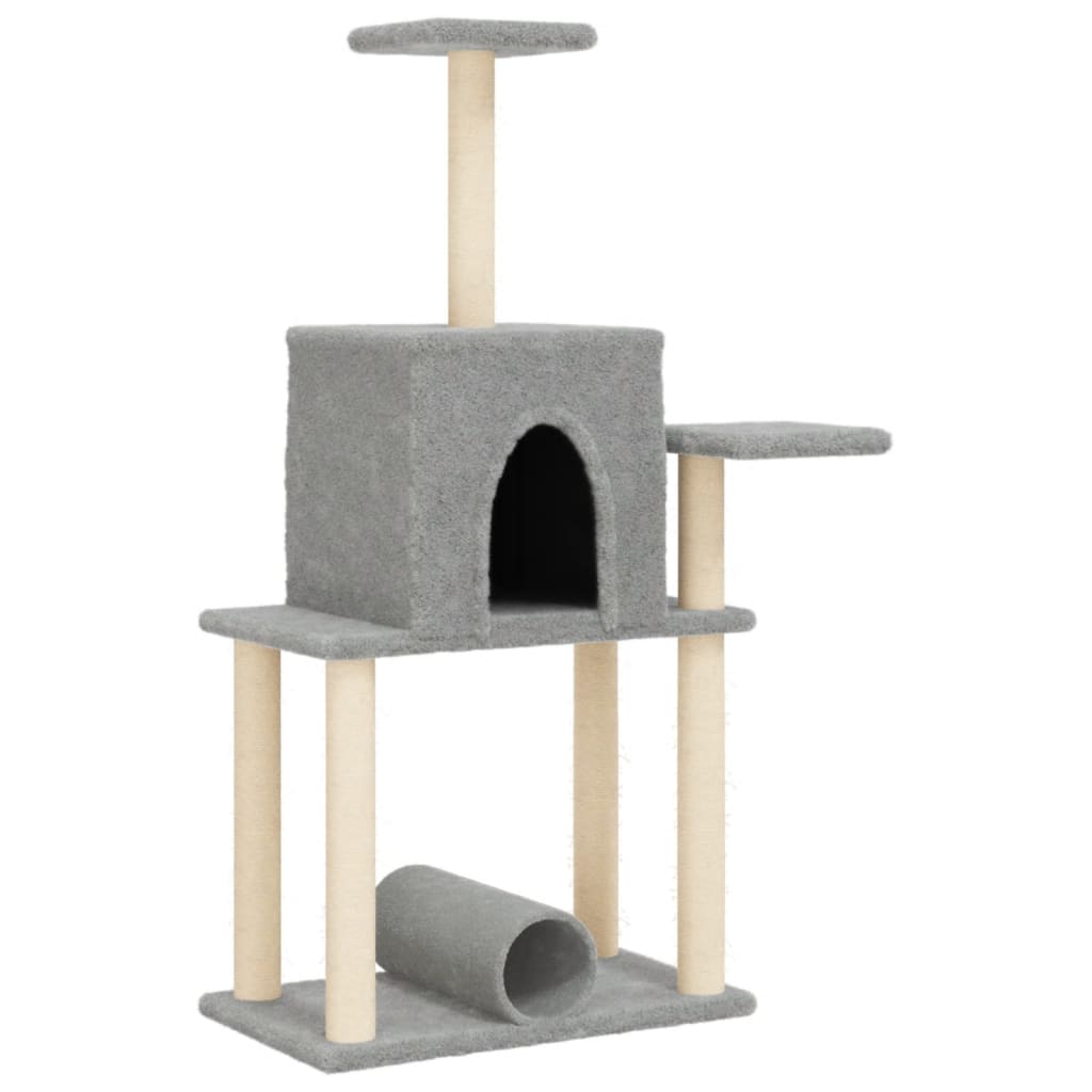 Vidaxl cat furniture with sisal scratching posts 122 cm light gray