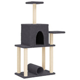 Muebles de gato de Vidaxl con postes de rascado de sisal 122 cm de gris oscuro