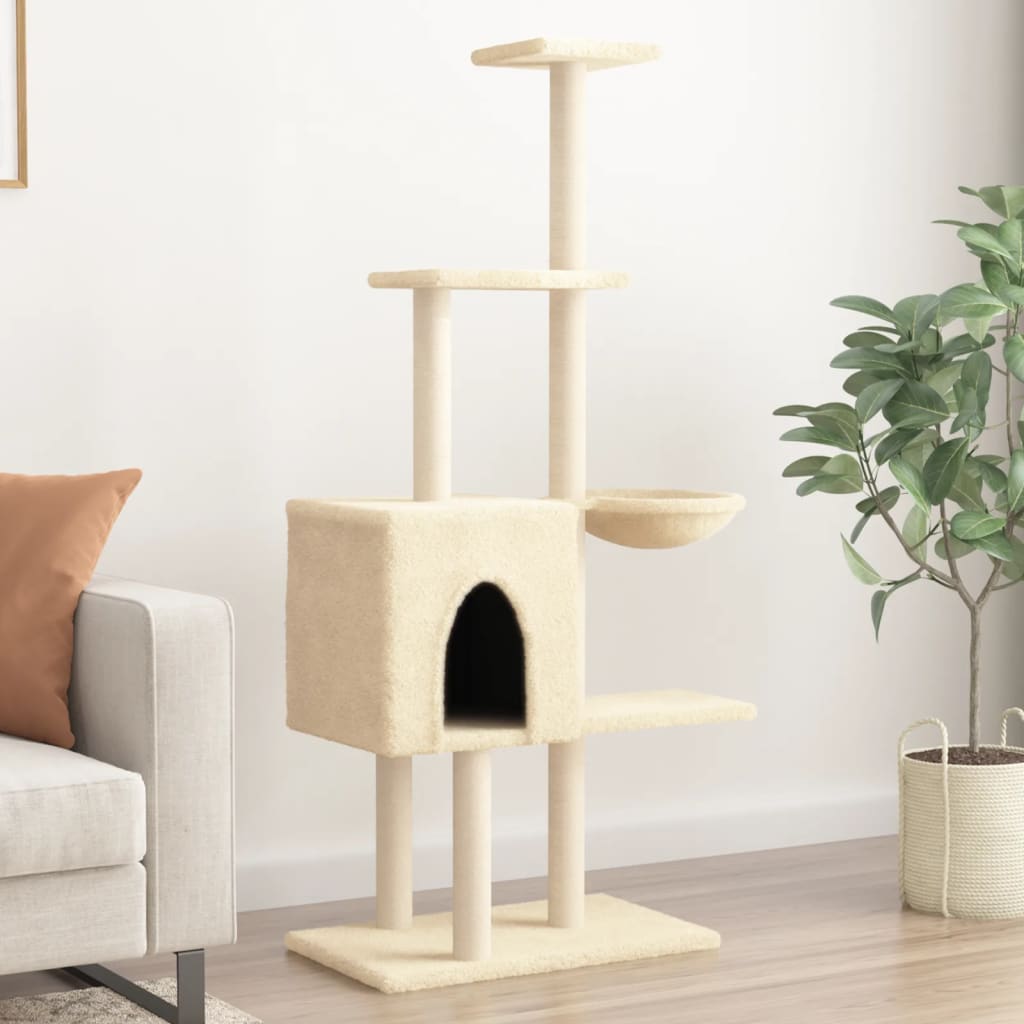 VidaXL cat furniture with sisal scratching posts 145 cm cream -colored