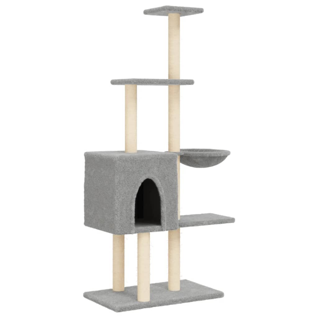 Vidaxl cat furniture with sisal scratching posts 145 cm light gray