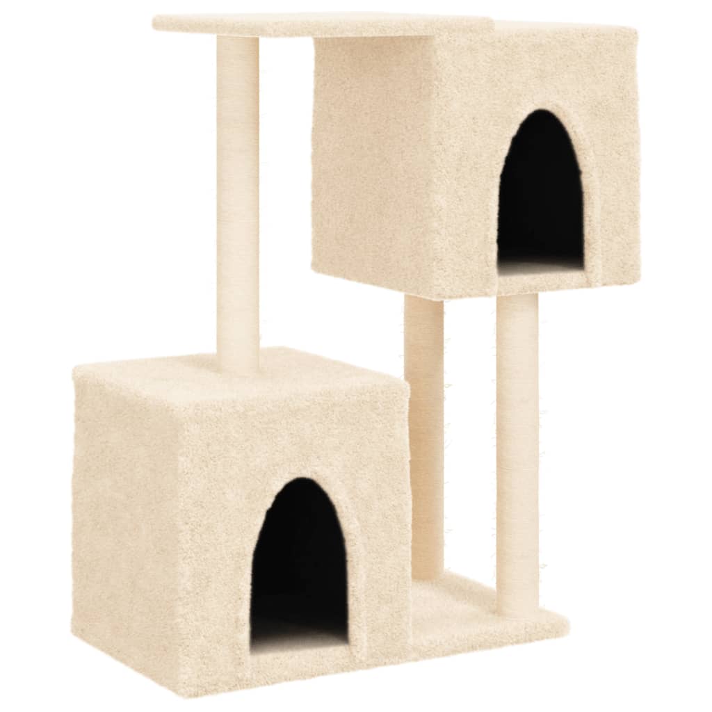 Muebles de gato de Vidaxl con postes de rascado de sisal de 86 cm de crema