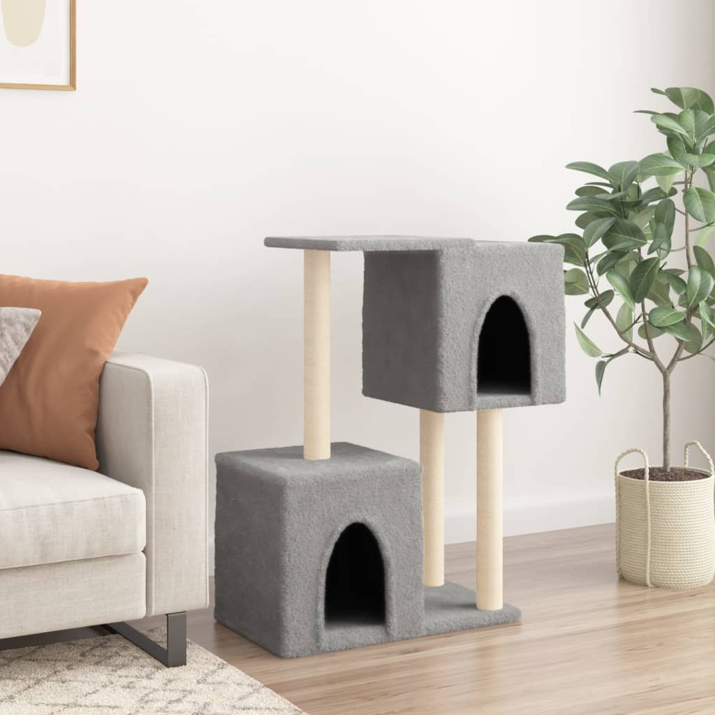 Muebles de gato de Vidaxl con postes de rascado de sisal 86 cm de gris claro