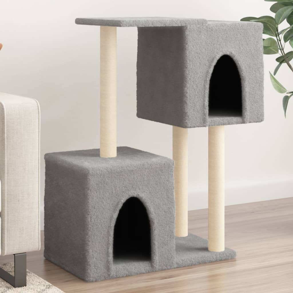 Muebles de gato de Vidaxl con postes de rascado de sisal 86 cm de gris claro