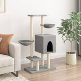 Muebles de gato de Vidaxl con postes de rascado de sisal 117 cm de gris claro