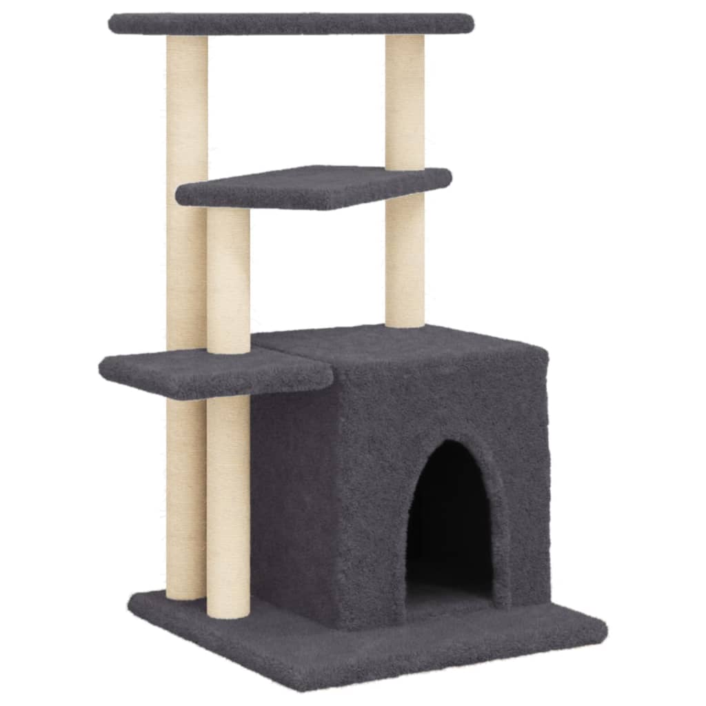 Muebles de gato de Vidaxl con postes de rascado de sisal 83.5 cm de gris oscuro