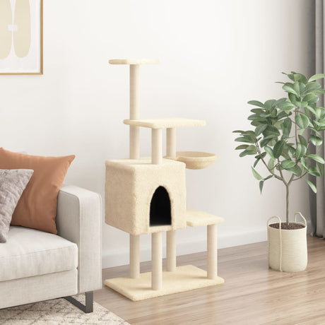 Vidaxl kattenmeubel met sisal krabpalen 131 cm crèmekleurig