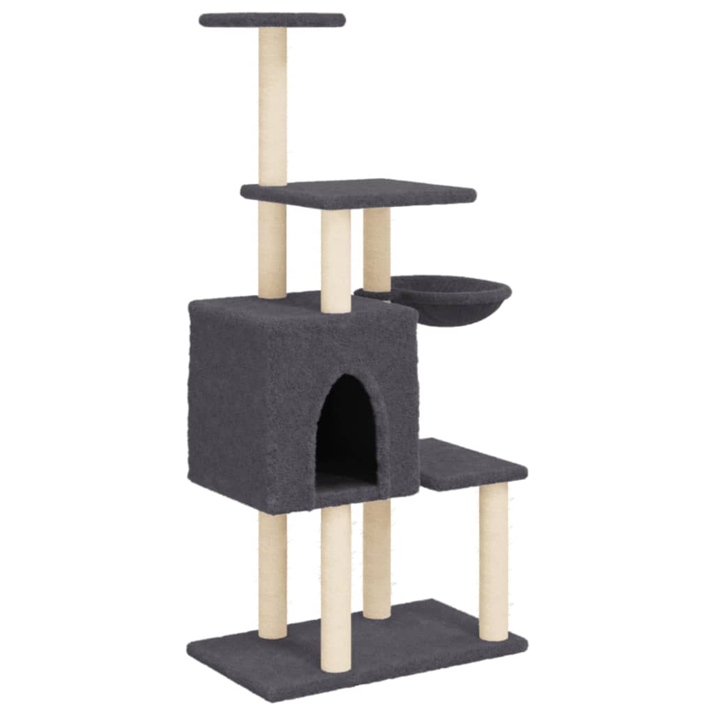 Muebles de gato de Vidaxl con postes de rascado de sisal 131 cm de gris oscuro