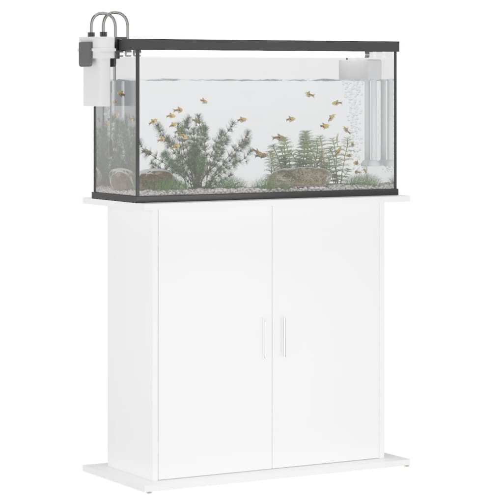 Estándar de Aquarium de Vidaxl 81x36x73 cm de madera procesada de alto brillo blanco