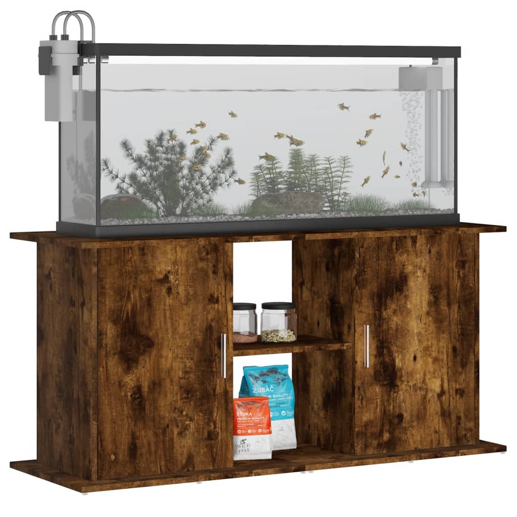 VidaXL Aquarium Standard 121x41x58 cm Processed Wood Smoked Oak color