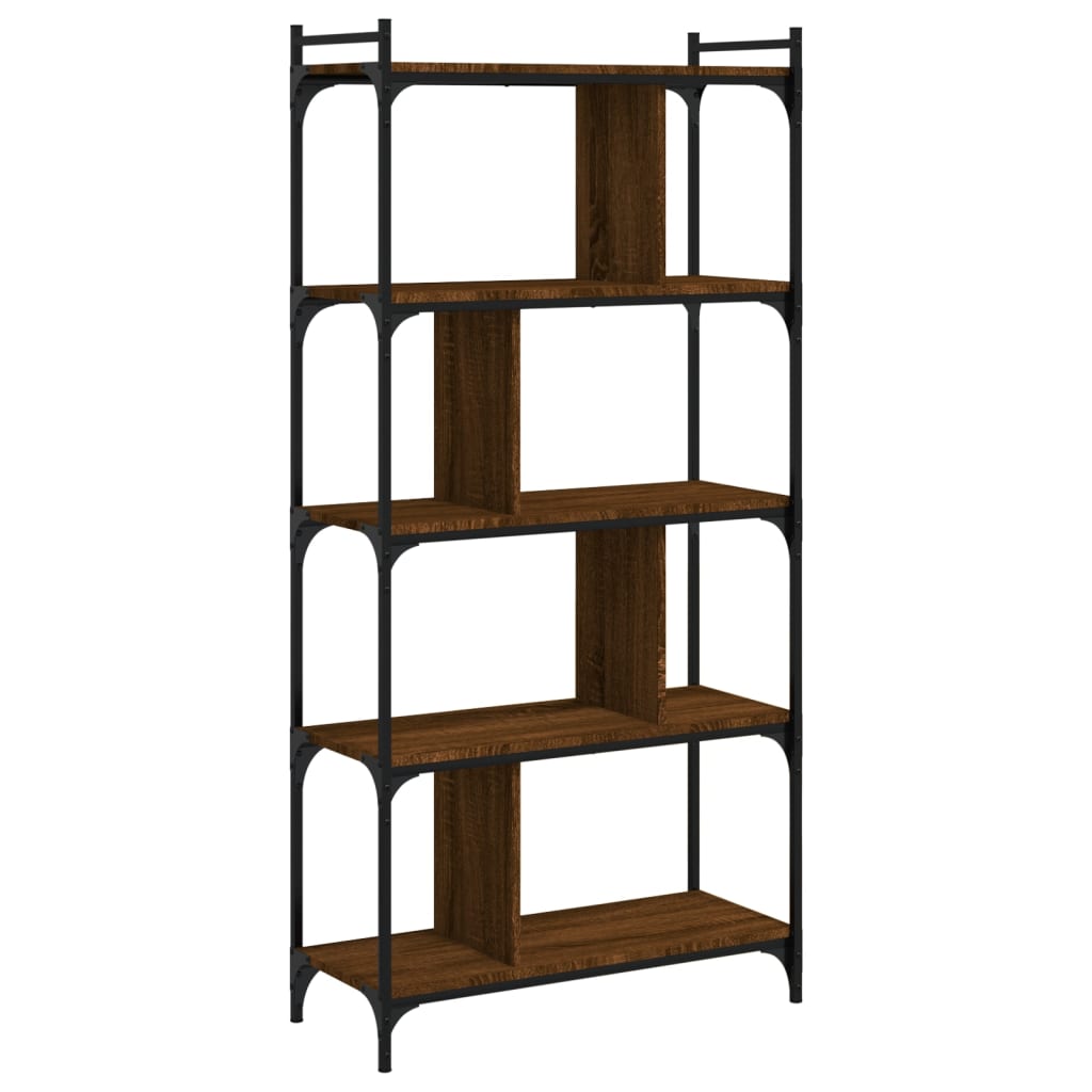 Vidaxl boekenkast 5-laags 76x32x158 cm bewerkt hout bruin eikenkleur