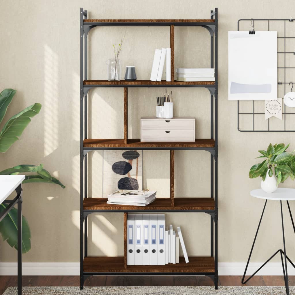 Vidaxl boekenkast 5-laags 76x32x158 cm bewerkt hout bruin eikenkleur