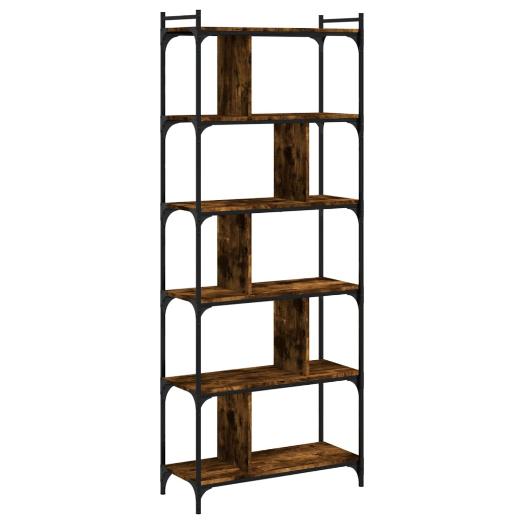 Vidaxl boekenkast 6-laags 76x32x192 cm bewerkt hout gerookt eikenkleur