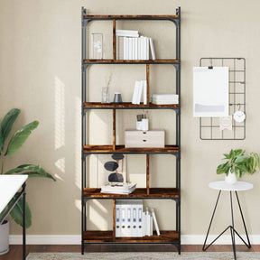 Vidaxl boekenkast 6-laags 76x32x192 cm bewerkt hout gerookt eikenkleur