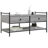 Vidaxl salontafel 99x50x50 cm bewerkt hout grijs sonoma eikenkleurig