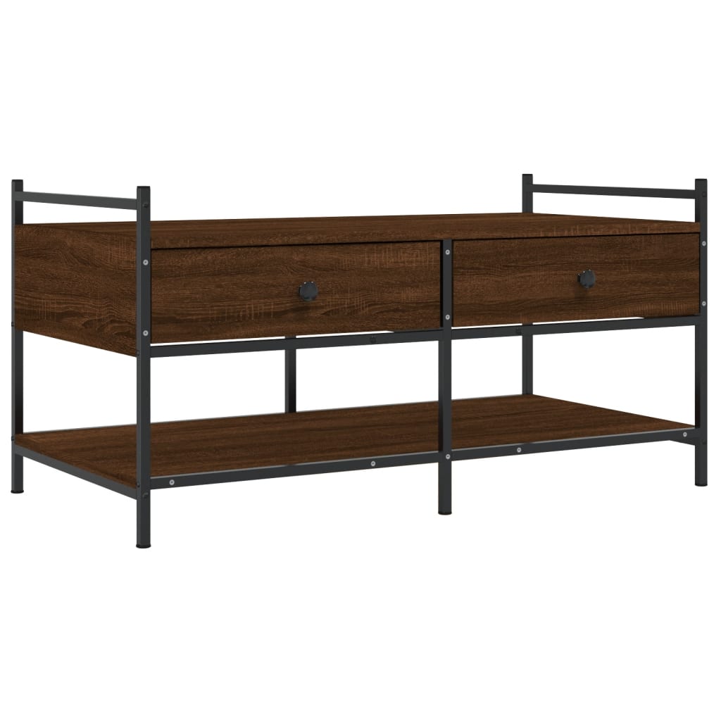 Vidaxl salontafel 99x50x50 cm bewerkt hout bruin eikenkleur