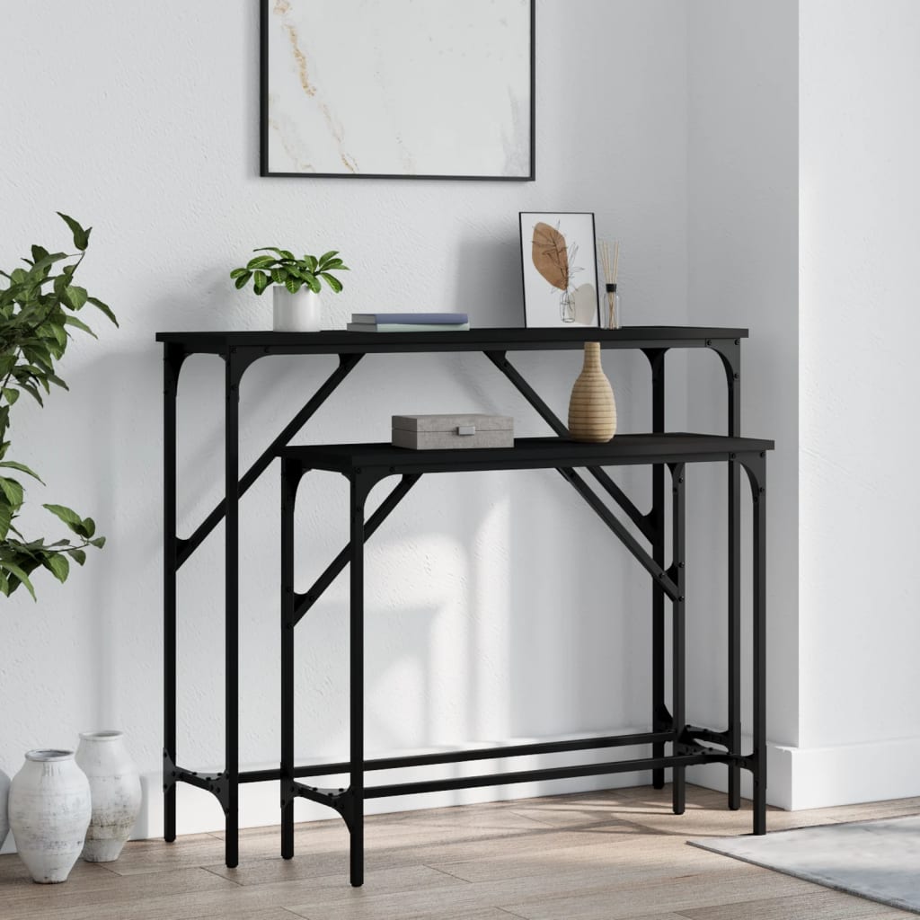 Vidaxl wandtafels 2 st bewerkt hout zwart