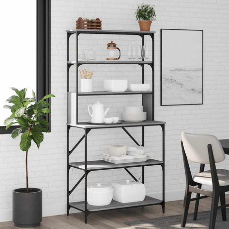 Vidaxl bakkersrek 6-laags 90x40x180 cm bewerkt hout grijs sonoma eiken