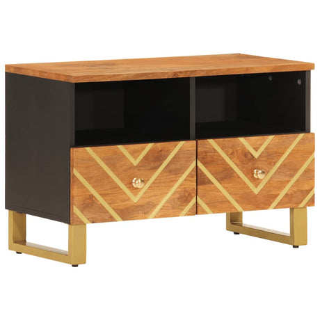Vidaxl tv-meubel 70x33,5x46 cm massief mangohout bruin en zwart
