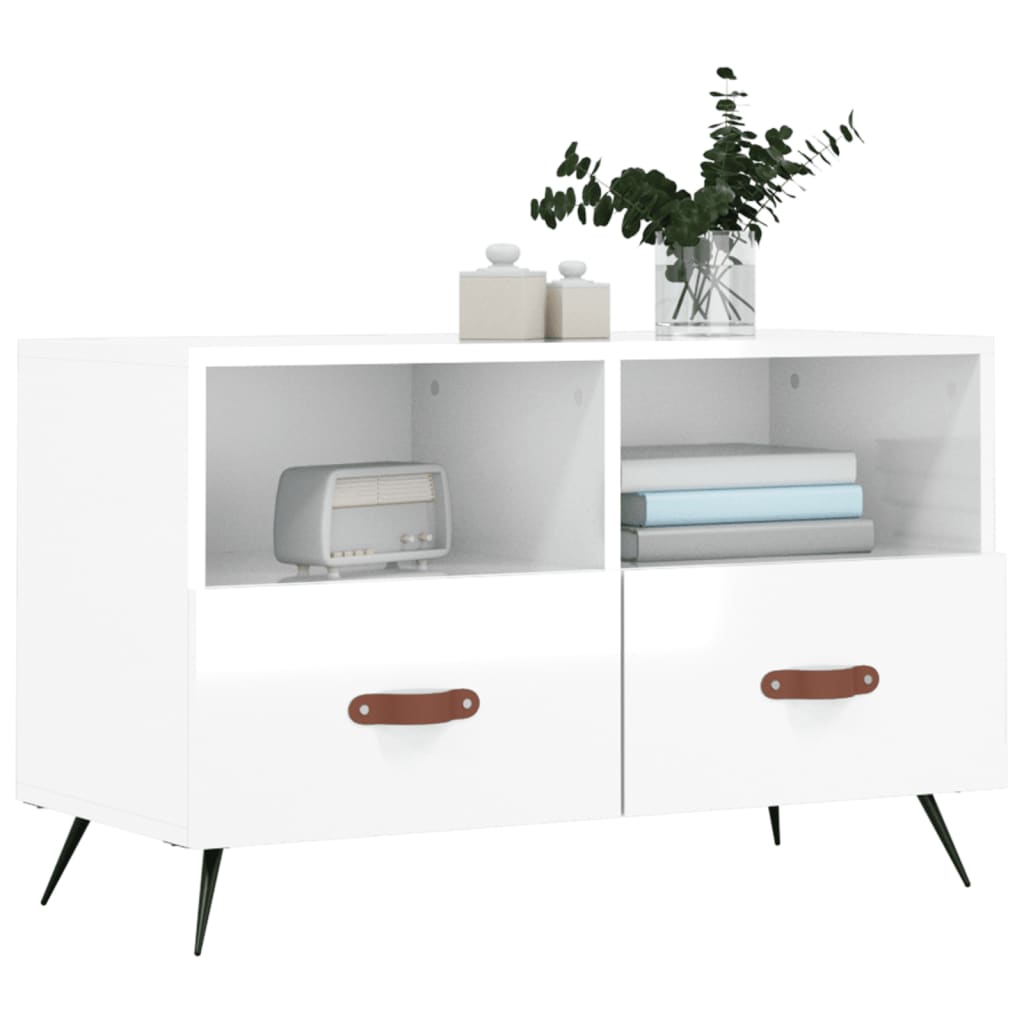Vidaxl tv-meubel 80x36x50 cm bewerkt hout hoogglans wit