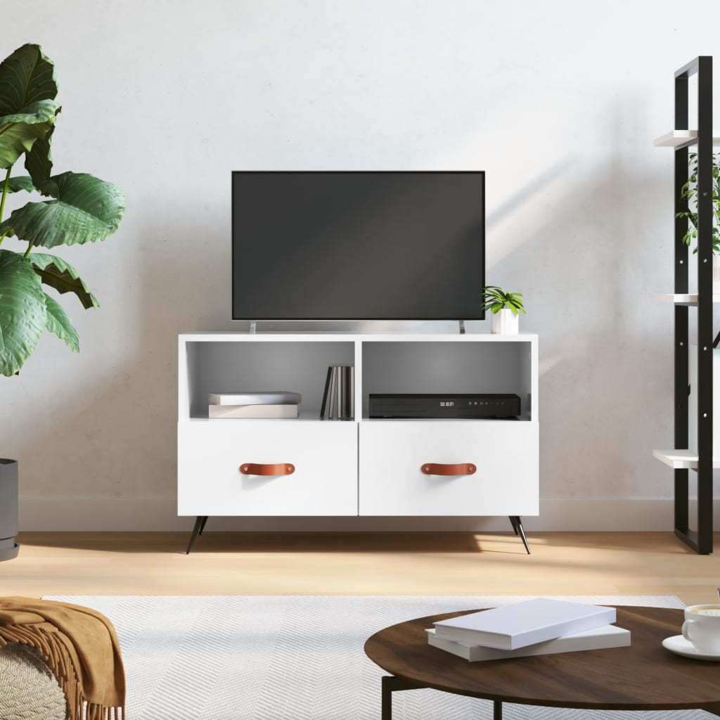 Vidaxl tv-meubel 80x36x50 cm bewerkt hout hoogglans wit