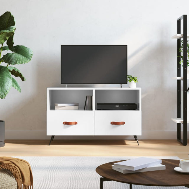 Vidaxl tv-meubel 80x36x50 cm bewerkt hout hoogglans wit
