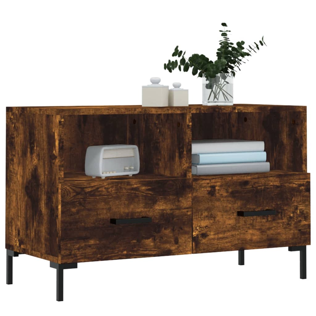 Vidaxl tv-meubel 80x36x50 cm bewerkt hout gerookt eikenkleurig