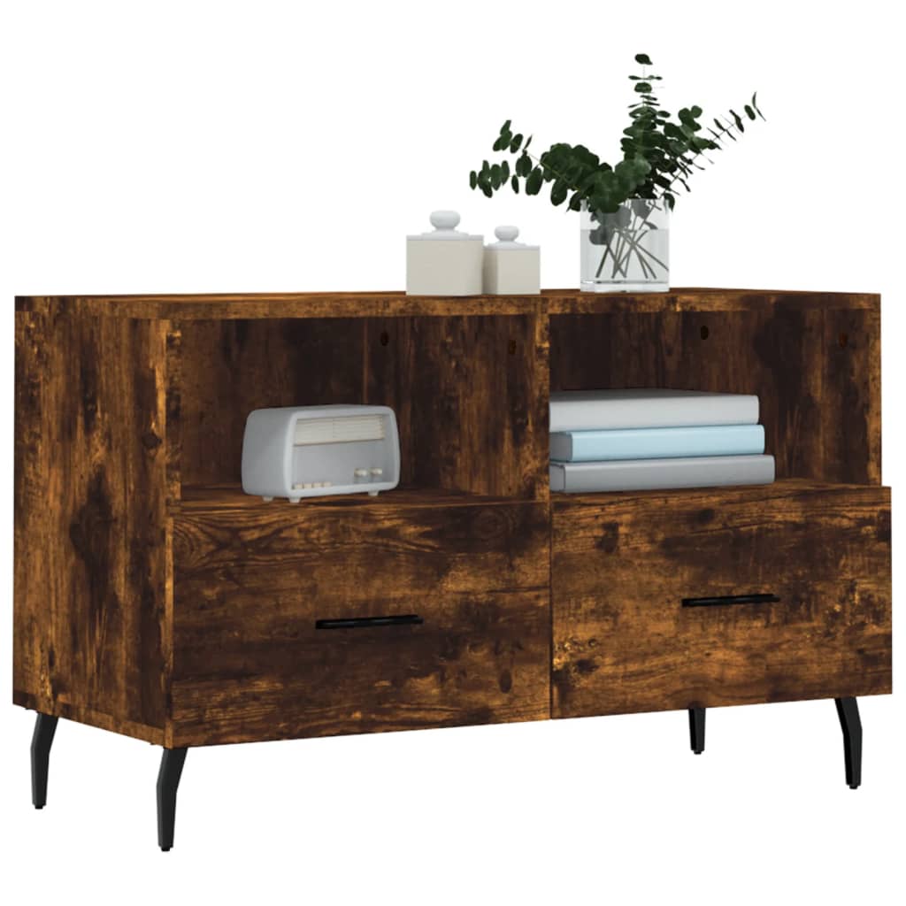 Vidaxl tv-meubel 80x36x50 cm bewerkt hout gerookt eikenkleurig